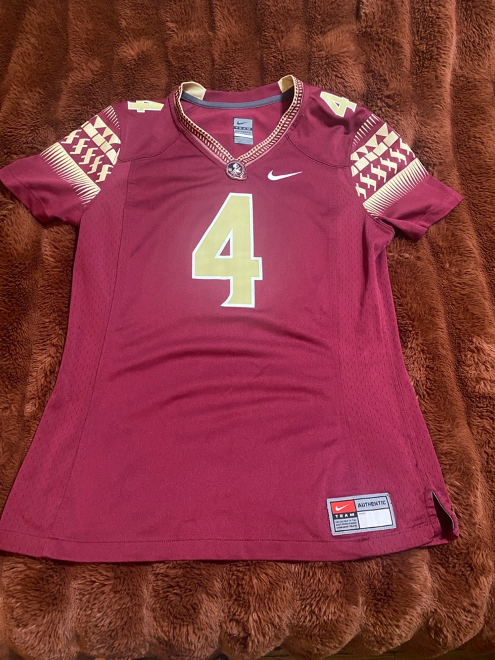 Nike Women's Seminole Garnet and Gold Football Jersey #4